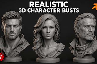3d sculpt realistic  3d head 3d bust model for 3d printing