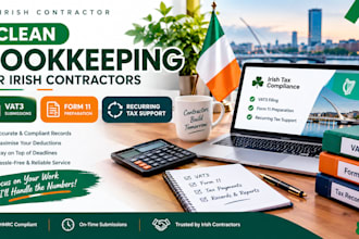 clean irish contractor bookkeeping for vat3 form 11 and recurring tax support