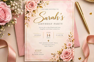 design a beautiful birthday invitation card