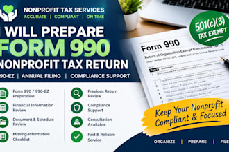 prepare nonprofit form 990 tax return 990ez annual tax filing and compliance