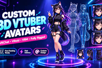 create a custom 3d anime character for vtuber, vrchat or vroid