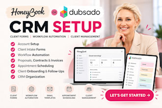 setup 17hats acuity honeybook or dubsado CRM client form and workflow automation