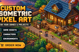 create isometric pixel art, retro 2d games assets and sprites