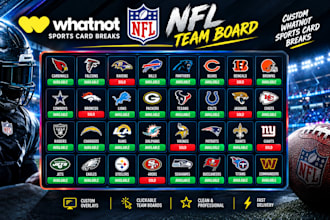 design whatnot sports card break overlays, team boards and obs scoreboard