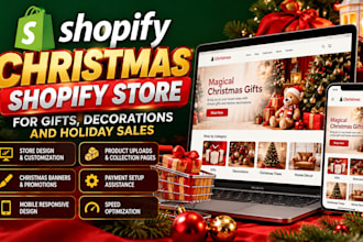 design christmas shopify store for gifts, decorations and holiday sales online
