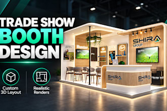 design a 10x10 trade show booth with custom 3d layout and realistic renders