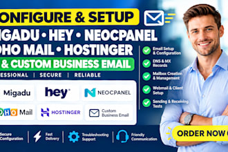 configure migadu hey neocpanel  zoho mail hostinger and custom business email