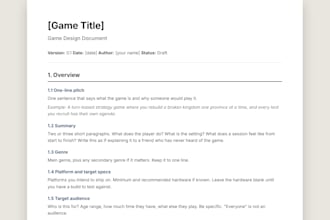 write a professional game design document for your game idea