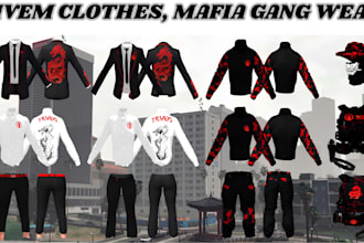 design fivem clothing eup kuttes, mc vest mafia chain outfit for male and female