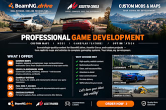 develope beamng drive, assetto corsa and custom mods with map