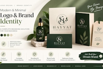design a modern minimal logo, complete brand identity and band guild