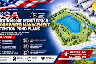do US detention pond permit design, stormwater management, retention pond plans