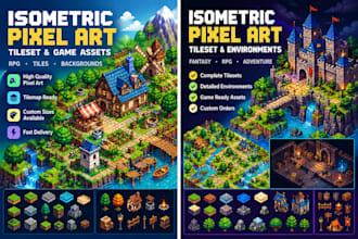 do isometric pixel art tileset pixel tilemap game asset rpg game back