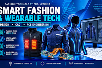 design fashion tech park, heated vest, smart uniform, rigid flex pcb fashion cad