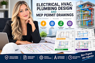 do electrical, hvac, plumbing design and mep permit drawings