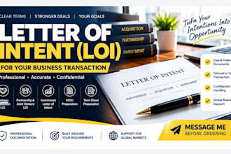 draft business acquisition, partnership or investment letter of intent