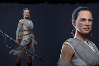 build unreal engine aaa realistic game character, 3d game asset and rigging