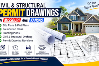 prepare civil and structural permit drawings on kansas and missouri