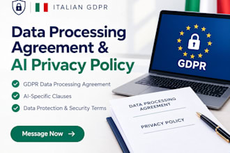 draft italian gdpr data processing agreement, privacy policy for ai business