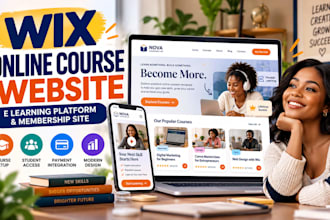 design wix online course website, e learning platform, and membership site