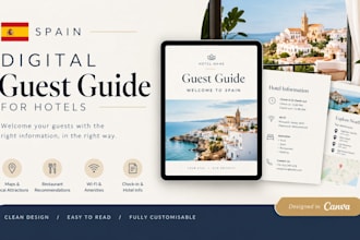 create a canva digital guest guide with maps and information for spanish