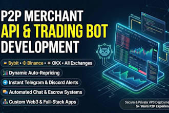 develop custom crypto p2p trading platform app and exchange api bot