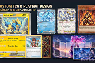 design custom tcg card, anime playmats, pokemon and yugiho card art
