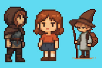 do pixel art character animation, pixel art character design sprite sheet