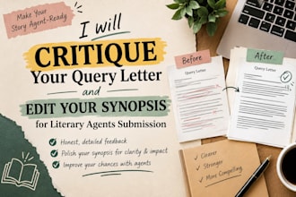 critique your query letter and edit your synopsis for literary agents submission