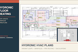 prepare stamped radiant floor heating plans with hydronic loop calculations