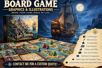 design board game, card, tarot and tabletop game illustrations