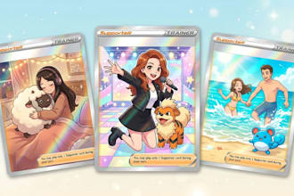 create custom pokemon card artwork game tcg trainer card or fakemon card box art
