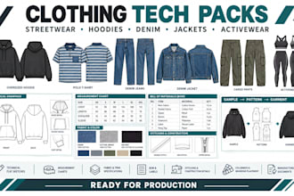 design clothing tech packs for streetwear hoodies denim jackets and activewear