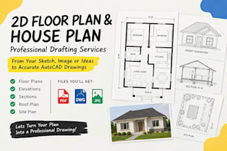 be your draftsman for 2d house plans and autocad drawings
