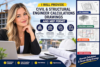 provide civil structural engineer calculations drawings and mep permit