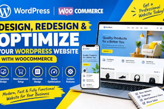 design redesign and optimize wordpress website with woocommerce