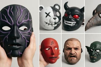 3d print and paint cosplay mask, 3d anime mask 3d halloween helmet mask 3d print