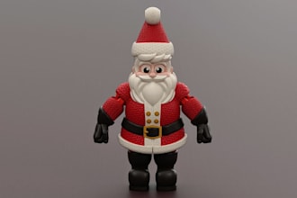 model 3d printable santa claus toy,bjd doll,joint, articulated toys,3d miniature