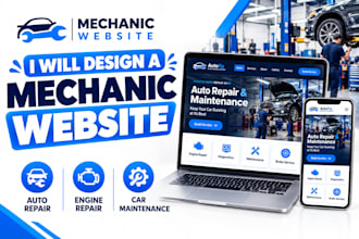 design mechanic website, auto repair engine repair car maintenance website