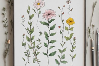 draw botanical illustration art for you