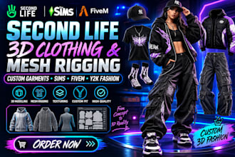 do second life 3d clothing mesh rigging 3d garment sims fivem y2k fashion design