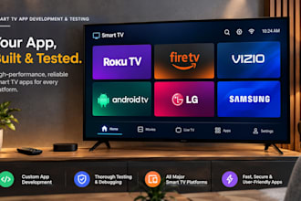 develop and test smart TV apps for fire TV, roku, samsung, lg, and android TV