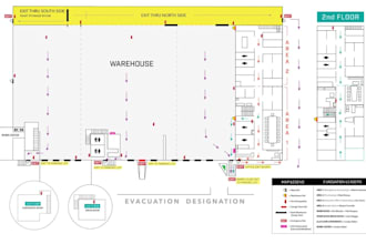 create safety evacuation plan, emergency egress layout,draft fire escape system