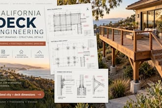 prepare california deck permit drawings with seismic framing and foundation