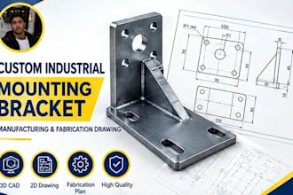custom industrial mounting bracket manufacturing  fabrication drawing cad
