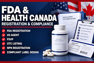 do fda registration, US agent, otc listing and label, fsvp and health canada npn