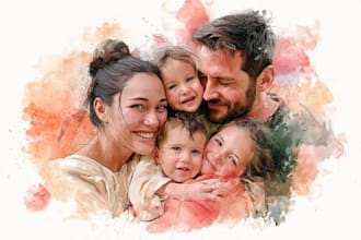 amazing family portrait watercolor portrait