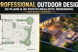 do landscape design, backyard design, garden design, deck, and patio layout