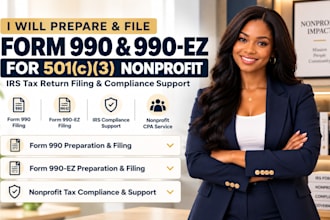prepare and file irs form 990, 990ez tax return for 501c3 nonprofit as a CPA