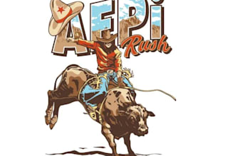 design a vintage cowboy horse tamer logo and retro western t shirt artwork